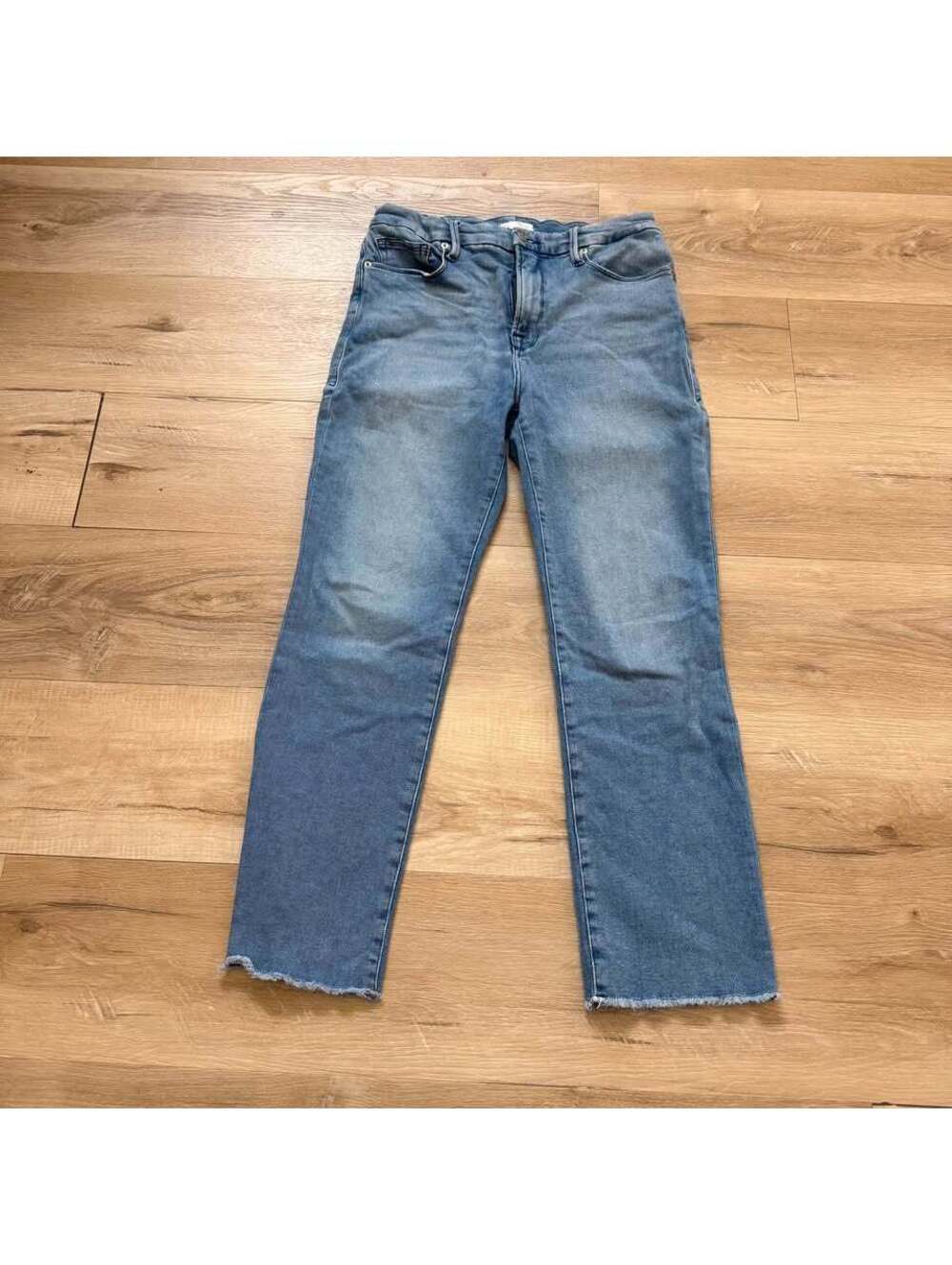 Good American Good Straight Distressed Blue Jeans Women's 10/30